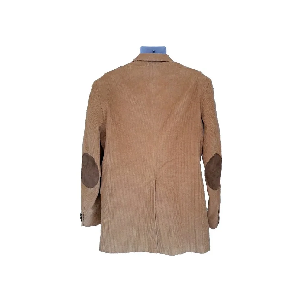 Corduroy Blazer Men's‎ 44L Tan Brown Two Button Elbow Patches Single Vent Preppy